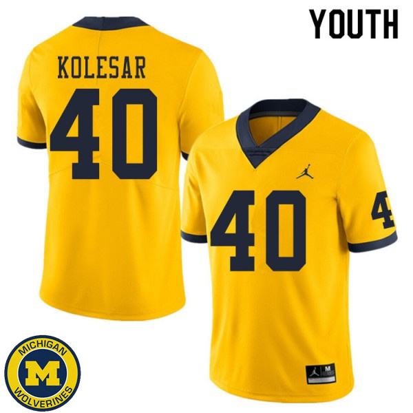 Youth Michigan Wolverines #40 Caden Kolesar Yellow NCAA Football Jersey